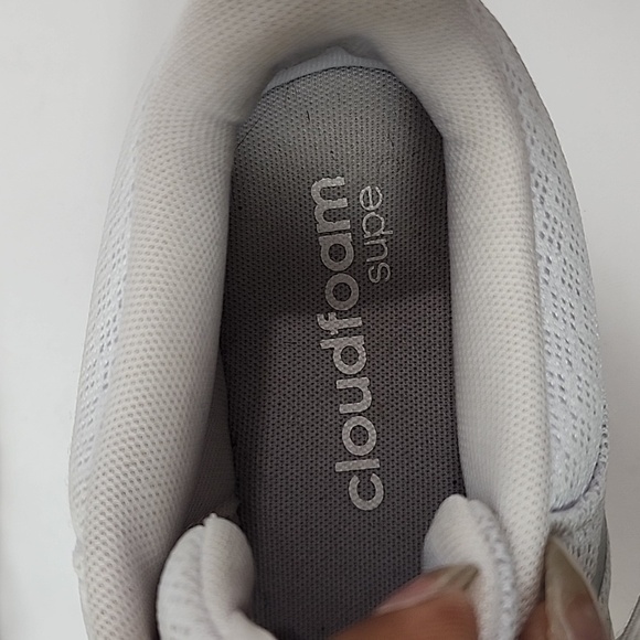 Adidas Women's White Classic Cloudfoam Lace Up Running Comfy Sneakers, sz 7.5 - Picture 10 of 13